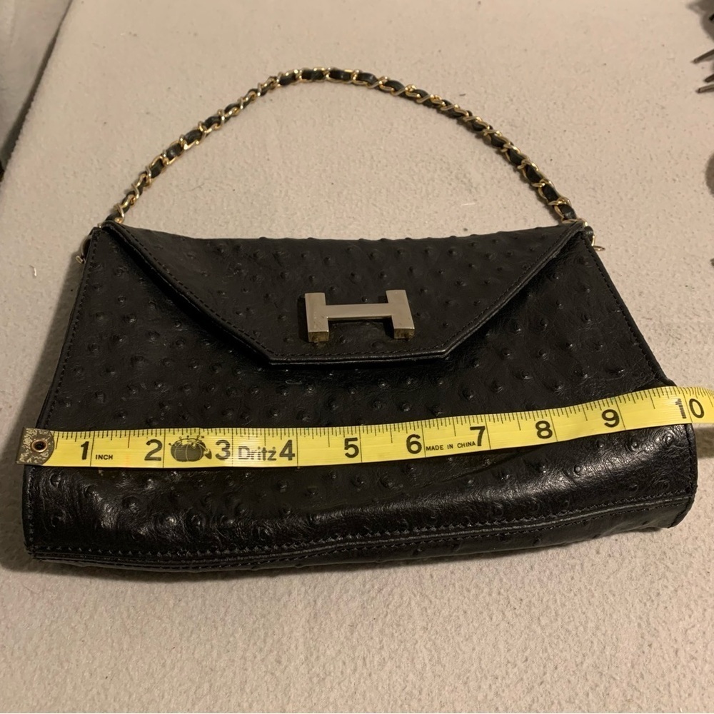 Courage B Black Genuine Leather Chain Strap Handbag Made In Italy - Picture 5 of 8